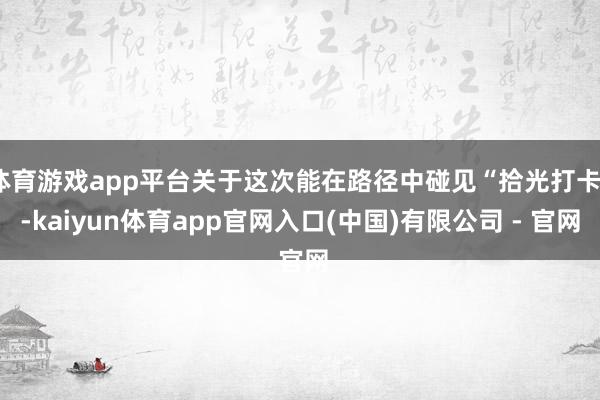 体育游戏app平台关于这次能在路径中碰见“拾光打卡”-kaiyun体育app官网入口(中国)有限公司 - 官网