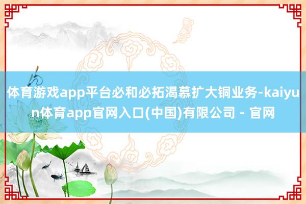 体育游戏app平台必和必拓渴慕扩大铜业务-kaiyun体育app官网入口(中国)有限公司 - 官网