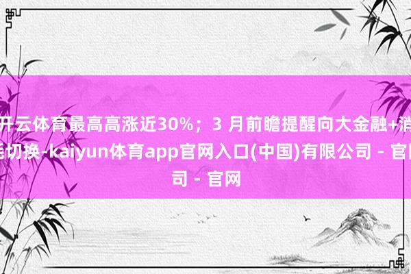 开云体育最高高涨近30%；3 月前瞻提醒向大金融+消耗切换-kaiyun体育app官网入口(中国)有限公司 - 官网